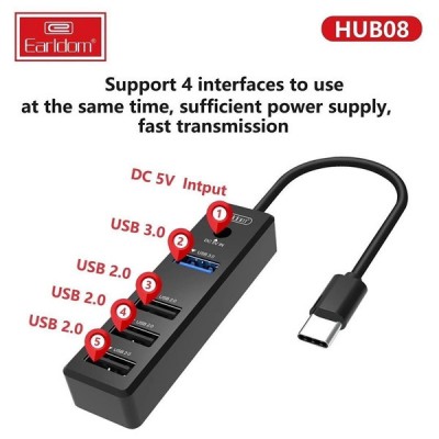 هاب 4 پورت USB Type-C ارلدام مدل ET-HUB08